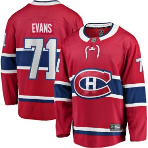 Men's Montreal Canadiens Jake Evans Fanatics Branded Red Home Breakaway Player Jersey