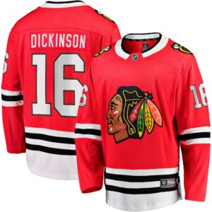 Men's Chicago Blackhawks Jason Dickinson Fanatics Branded Red Home Breakaway Jersey