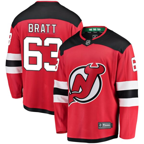 Men’s New Jersey Devils Jesper Bratt Fanatics Branded Red Home Breakaway Player Jersey