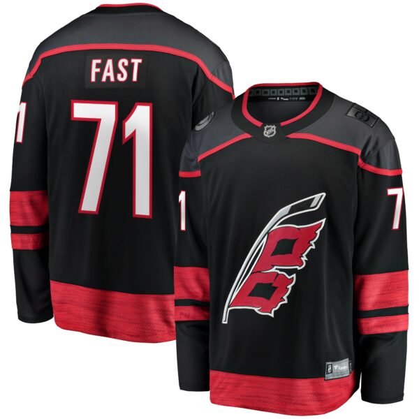 Men’s Carolina Hurricanes Jesper Fast Fanatics Branded Black Home Breakaway Jersey