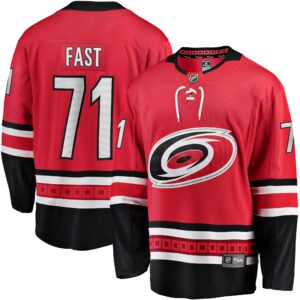 Men's Carolina Hurricanes Jesper Fast Fanatics Branded Red Alternate Breakaway Jersey