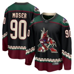 Men's Arizona Coyotes J.J. Moser Fanatics Branded Black Home Breakaway Jersey