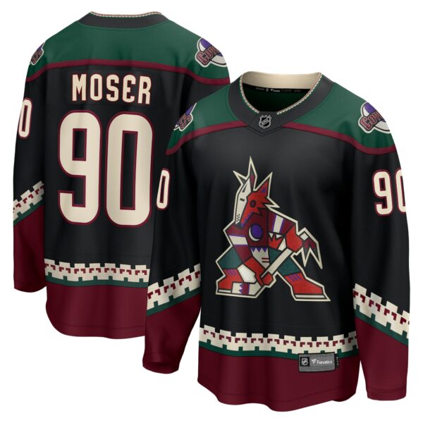 Men’s Arizona Coyotes J.J. Moser Fanatics Branded Black Home Breakaway Jersey