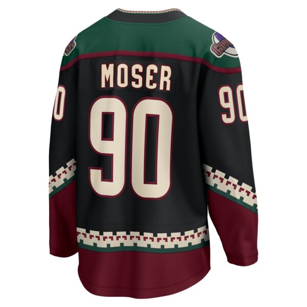 Men’s Arizona Coyotes J.J. Moser Fanatics Branded Black Home Breakaway Jersey