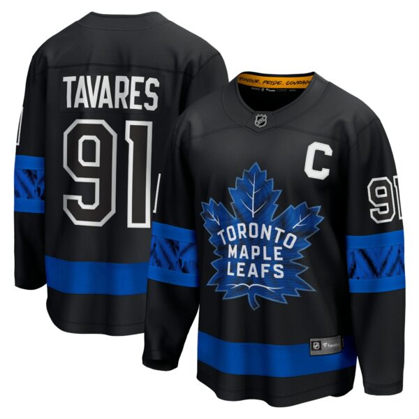 Men’s Toronto Maple Leafs John Tavares Fanatics Branded Black Alternate Premier Breakaway Reversible Player Jersey