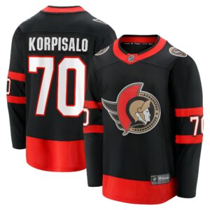 Men's Ottawa Senators Joonas Korpisalo Fanatics Branded Black Home Breakaway Jersey