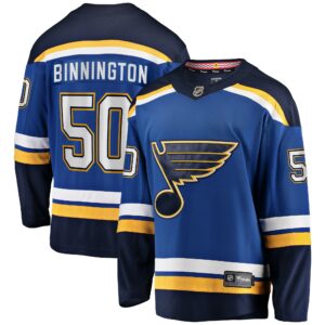 Men's St. Louis Blues Jordan Binnington Fanatics Branded Blue Breakaway Home Jersey