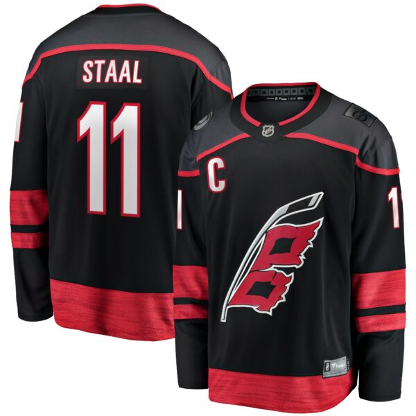 Men’s Carolina Hurricanes Jordan Staal Fanatics Branded Black Home Captain Patch Breakaway Player Jersey