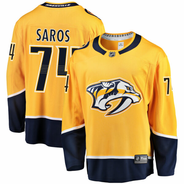 Men’s Nashville Predators Juuse Saros Fanatics Branded Gold Breakaway Player Jersey