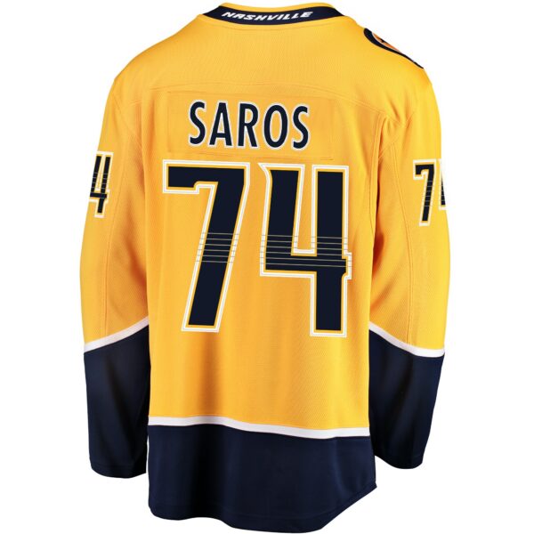 Men’s Nashville Predators Juuse Saros Fanatics Branded Gold Breakaway Player Jersey