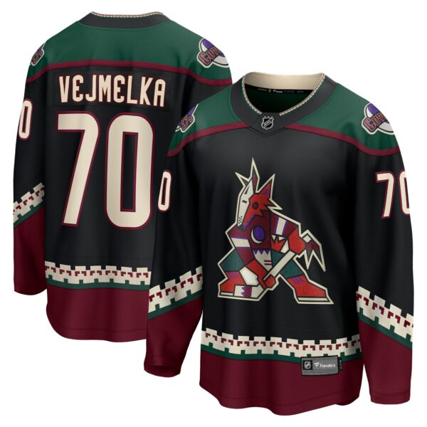 Men’s Arizona Coyotes Karel Vejmelka Fanatics Branded Black Home Breakaway Jersey