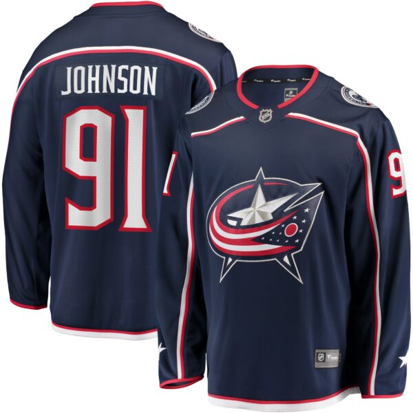 Men’s Columbus Blue Jackets Kent Johnson Fanatics Branded Navy Home Breakaway Jersey