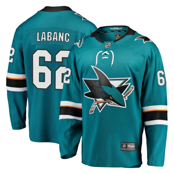 Men’s San Jose Sharks Kevin Labanc Fanatics Branded Teal Breakaway Jersey