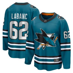 Men's San Jose Sharks Kevin Labanc Fanatics Branded Teal Home Breakaway Player Jersey