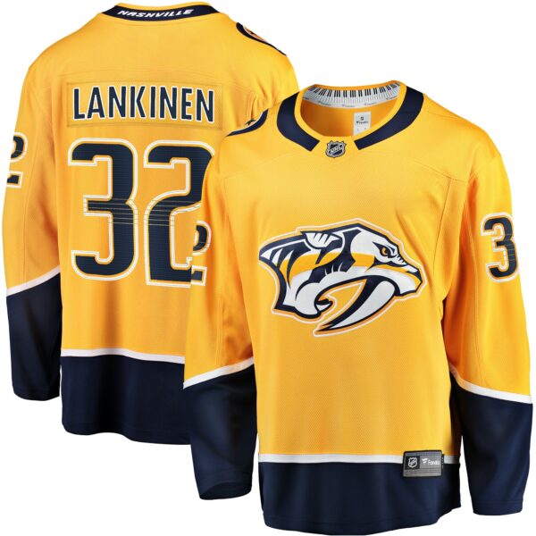 Men’s Nashville Predators Kevin Lankinen Fanatics Branded Gold Home Breakaway Player Jersey