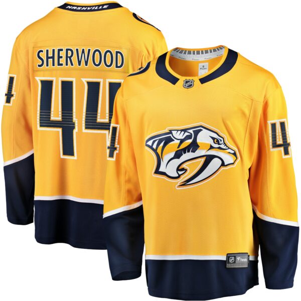 Men’s Nashville Predators Kiefer Sherwood Fanatics Branded Gold Home Breakaway Player Jersey