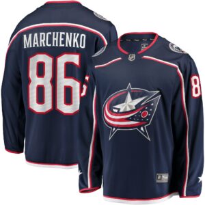 Men's Columbus Blue Jackets Kirill Marchenko Fanatics Branded Navy Home Breakaway Jersey