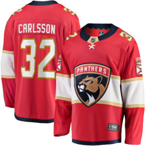 Men's Florida Panthers Lucas Carlsson Fanatics Branded Red Home Breakaway Player Jersey