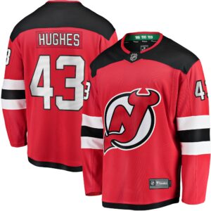 Men's New Jersey Devils Luke Hughes Fanatics Branded Red Home Breakaway Player Jersey