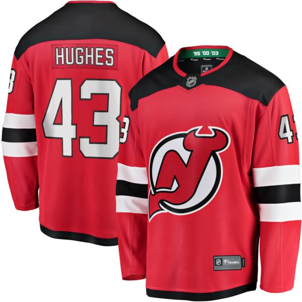 Men’s New Jersey Devils Luke Hughes Fanatics Branded Red Home Breakaway Player Jersey