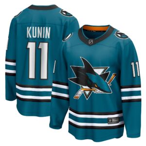 Men's San Jose Sharks Luke Kunin Fanatics Branded Teal Home Breakaway Player Jersey