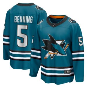 Men's San Jose Sharks Matt Benning Fanatics Branded Teal Home Breakaway Jersey