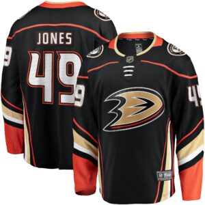 Men's Anaheim Ducks Max Jones Fanatics Branded Black Home Breakaway Jersey