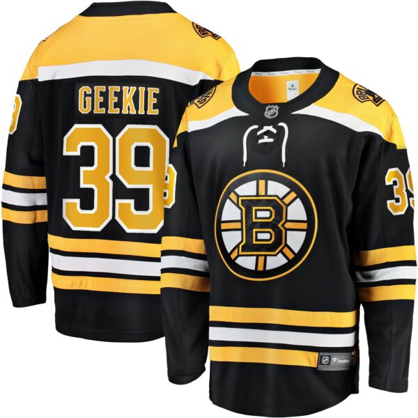 Men’s Boston Bruins Morgan Geekie Fanatics Branded Black Home Breakaway Jersey