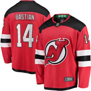 Men's New Jersey Devils Nathan Bastian Fanatics Branded Red Home Breakaway Player Jersey