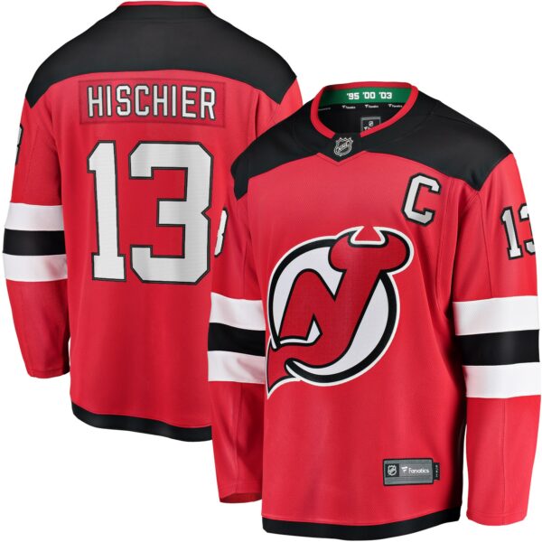 Men’s New Jersey Devils Nico Hischier Fanatics Branded Red Home Premier Breakaway Player Jersey