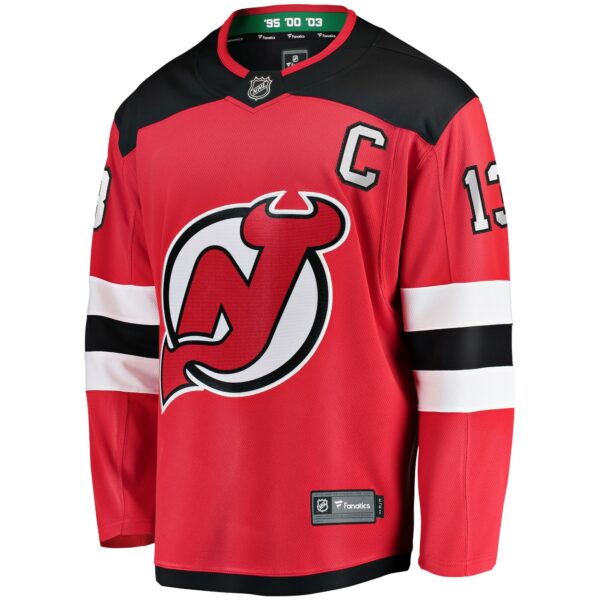 Men’s New Jersey Devils Nico Hischier Fanatics Branded Red Home Premier Breakaway Player Jersey