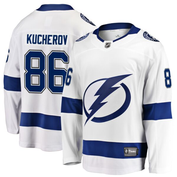 Men’s Tampa Bay Lightning Nikita Kucherov Fanatics Branded White Away Premier Breakaway Player Jersey