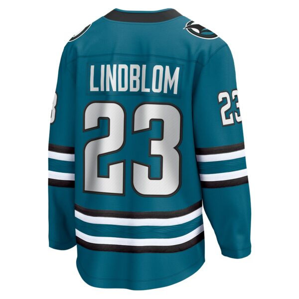 Men’s San Jose Sharks Oskar Lindblom Fanatics Branded Teal Home Breakaway Jersey