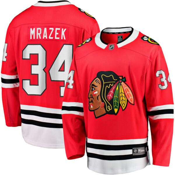 Men’s Chicago Blackhawks Petr Mrazek Fanatics Branded Red Home Breakaway Jersey