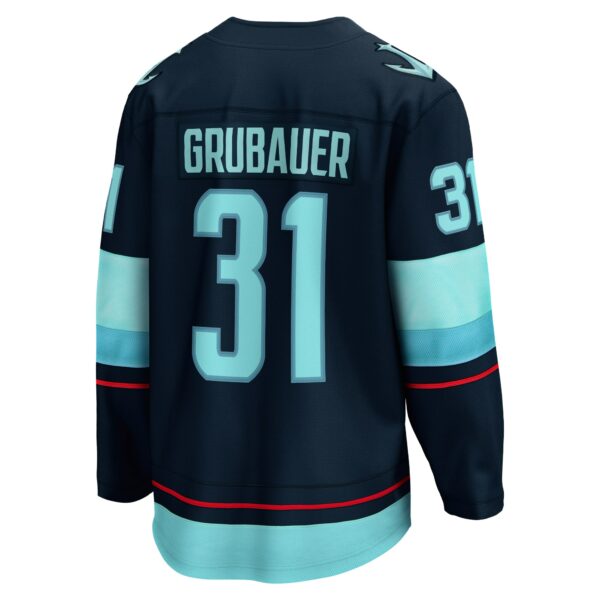 Men’s Seattle Kraken Philipp Grubauer Fanatics Branded Deep Sea Blue Home Premier Breakaway Player Jersey