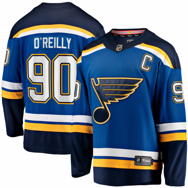 Men’s St. Louis Blues Ryan O’Reilly Fanatics Branded Blue Home Captain Premier Breakaway Player Jersey