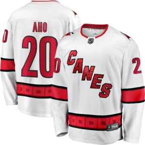 Men's Carolina Hurricanes Sebastian Aho Fanatics Branded White Away Premier Breakaway Player Jersey