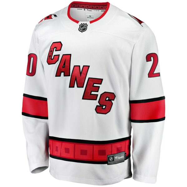 Men’s Carolina Hurricanes Sebastian Aho Fanatics Branded White Away Premier Breakaway Player Jersey