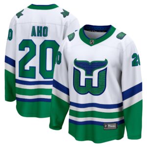 Men's Carolina Hurricanes Sebastian Aho Fanatics Branded White Whalers Premier Breakaway Jersey