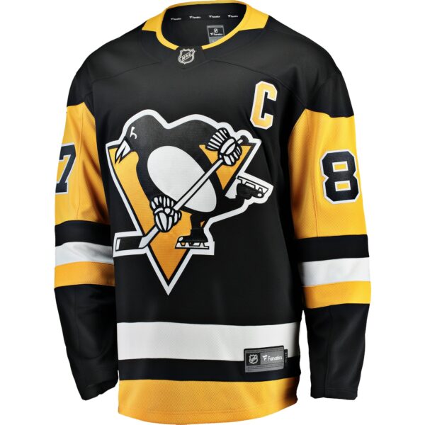 Men’s Pittsburgh Penguins Sidney Crosby Fanatics Branded Black Captain Patch Home Breakaway Jersey