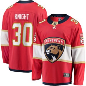 Men's Florida Panthers Spencer Knight Fanatics Branded Red Home Breakaway Replica Jersey