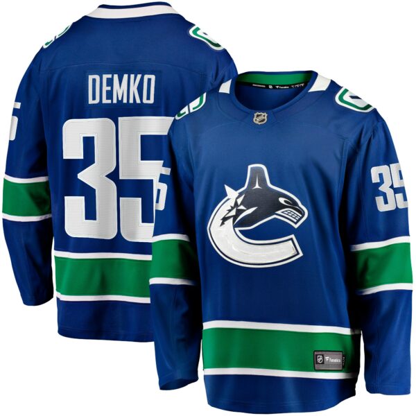 Men’s Vancouver Canucks Thatcher Demko Fanatics Branded Blue Home Breakaway Jersey