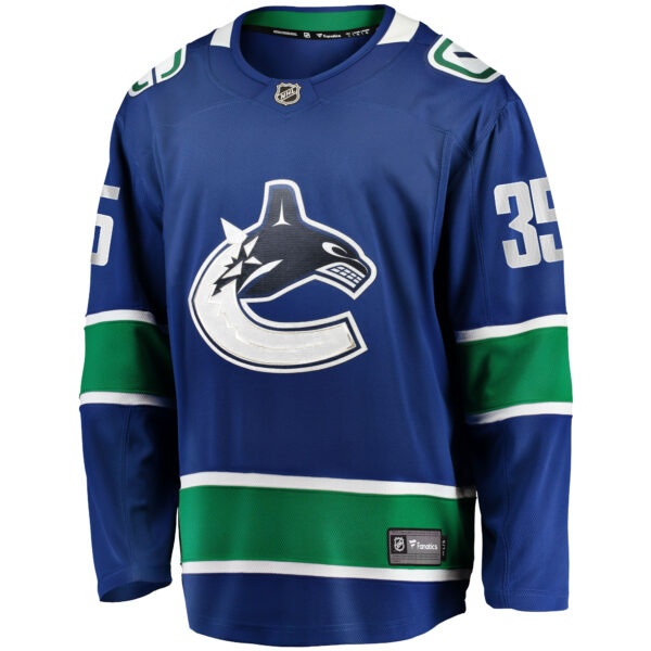 Men’s Vancouver Canucks Thatcher Demko Fanatics Branded Blue Home Breakaway Jersey