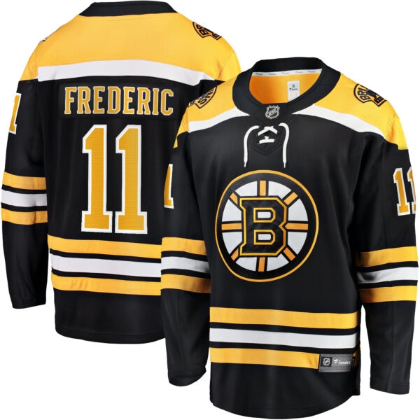 Men’s Boston Bruins Trent Frederic Fanatics Branded Black Home Breakaway Player Jersey