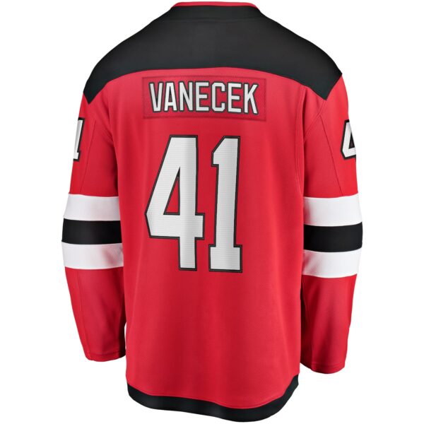 Men’s New Jersey Devils Vitek Vanecek Fanatics Branded Red Home Breakaway Player Jersey