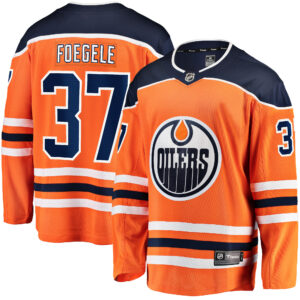 Men's Edmonton Oilers Warren Foegele Fanatics Branded Orange Home Breakaway Player Jersey