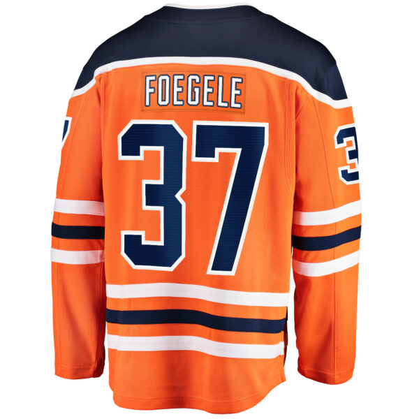 Men’s Edmonton Oilers Warren Foegele Fanatics Branded Orange Home Breakaway Player Jersey