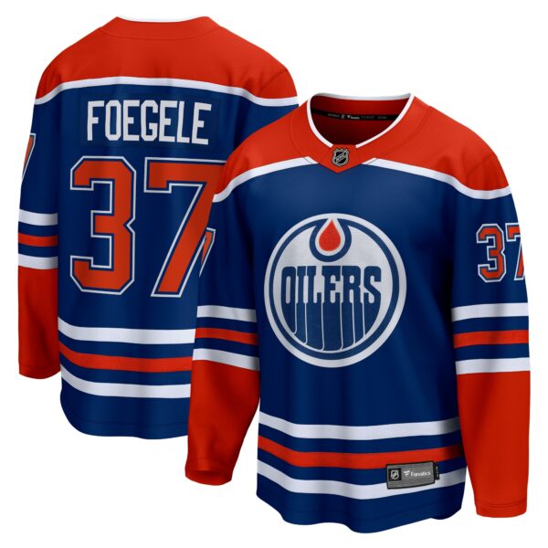 Men’s Edmonton Oilers Warren Foegele Fanatics Branded Royal Home Breakaway Jersey