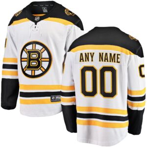 Men's Boston Bruins Fanatics Branded White Away Breakaway Custom Jersey