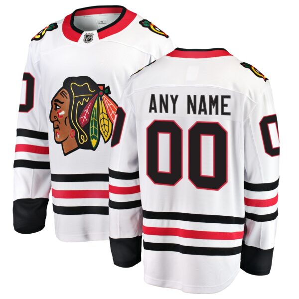 Men’s Chicago Blackhawks Fanatics Branded White Away Breakaway Custom Jersey